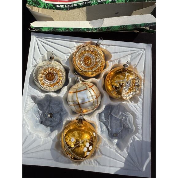 VINTAGE KURT S ADLER CHRISTMAS ORNAMENTS CZECHOSLOVAKIA GOLD AND SILVER -S1 - Picture 8 of 10